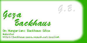 geza backhaus business card