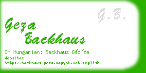 geza backhaus business card